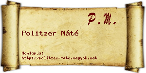 Politzer Máté névjegykártya